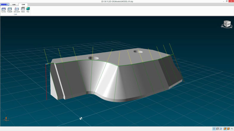 Coupe 5 axes Coupe en biseau à partir de la géométrie 2D et des modèles 3D dans IGEMS.