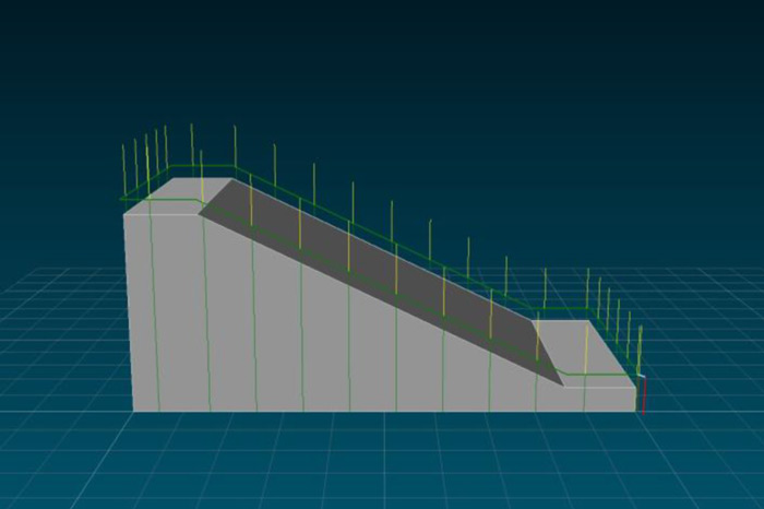 Corte em 5 eixos Corte chanfrado de geometria 2D e modelos 3D em IGEMS.